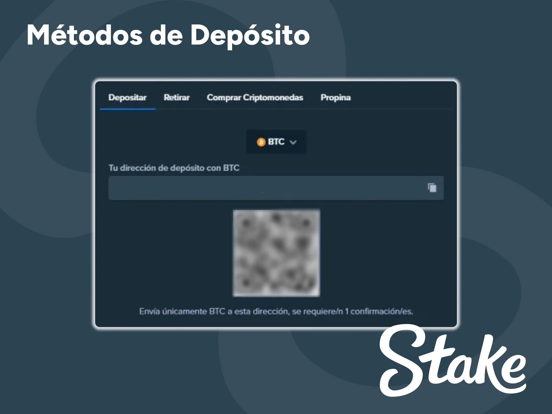 Stake ofrece una amplia variedad de métodos de depósito.