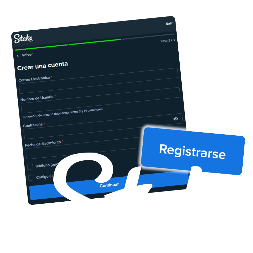 Cree una cuenta en el sitio web de Stake Argentina.