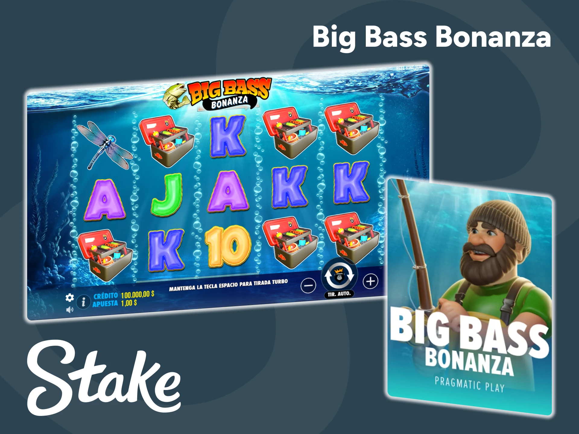 La sección de tragamonedas del sitio web de Stake ofrece Big Bass Bonanza.