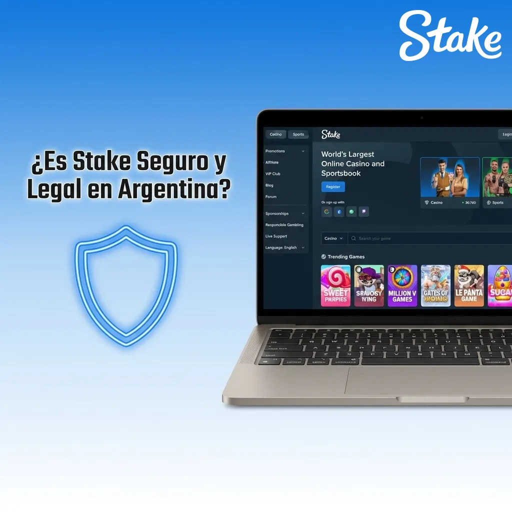 Stake casino security badge showing Curaçao eGaming license, SSL encryption, and eCOGRA certification seal