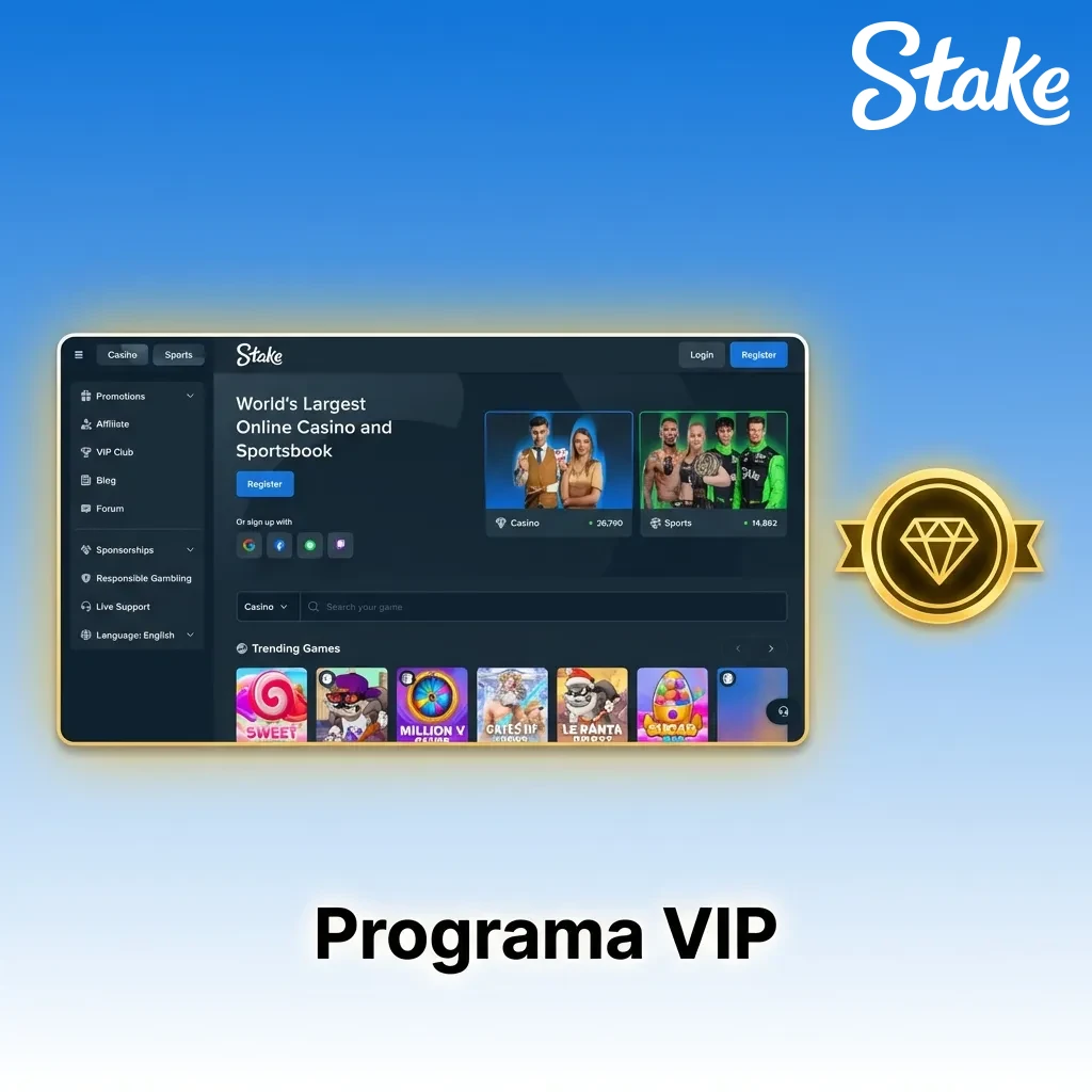 Stake VIP loyalty program showing five membership tiers with increasing rewards from Bronze to Diamond level